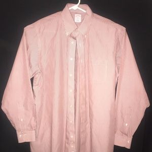 Brooks Brothers Men size L 16 1/2 - 6/7 Red/White